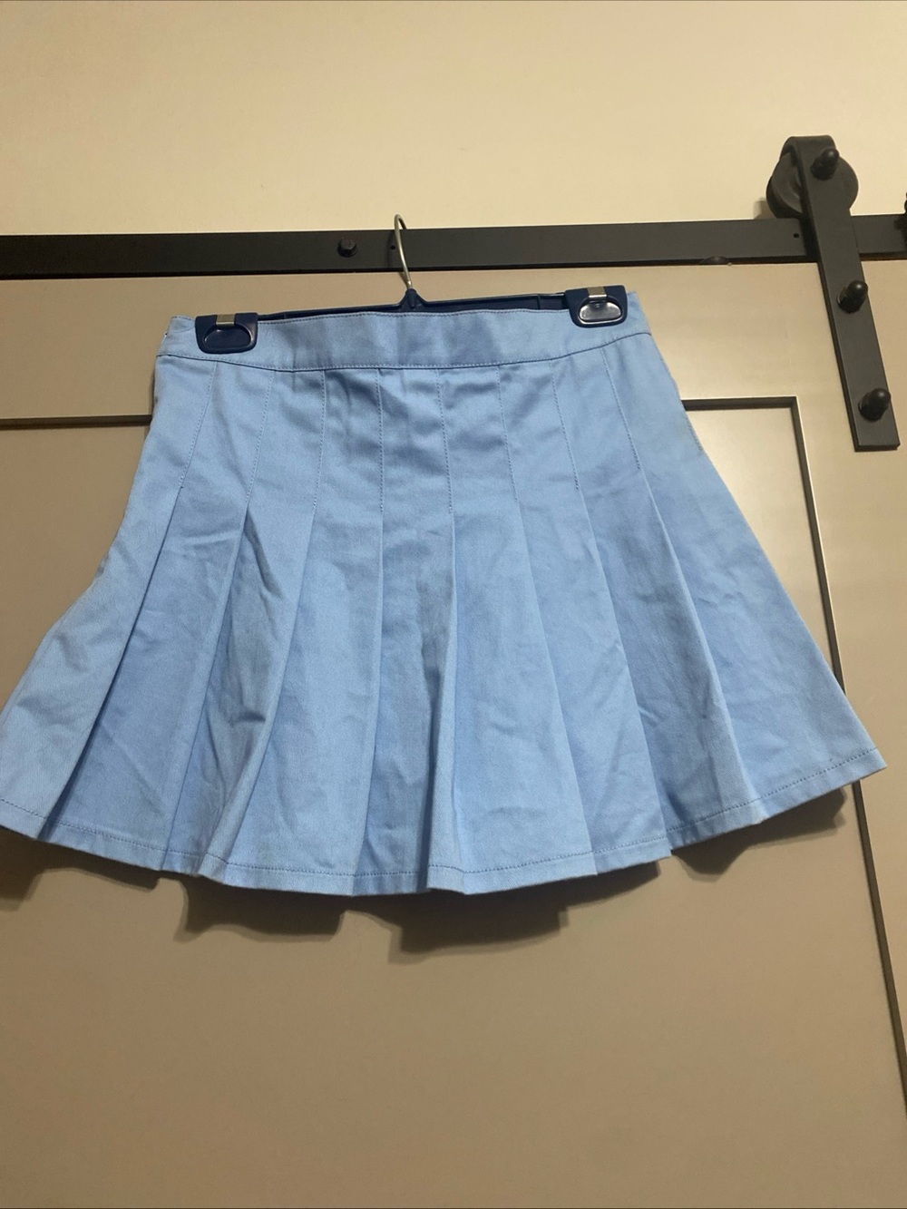 Light Blue Pleated Mini Skirt - Flared Tennis Style